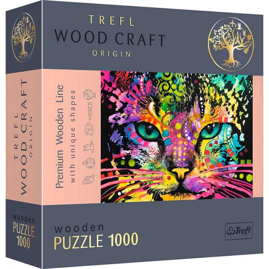 Puzzle Trefl Madera Gato Colorido de 1000 Piezas