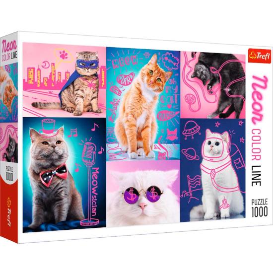 Puzzle Trefl Neón Super Gatos de 1000 Piezas