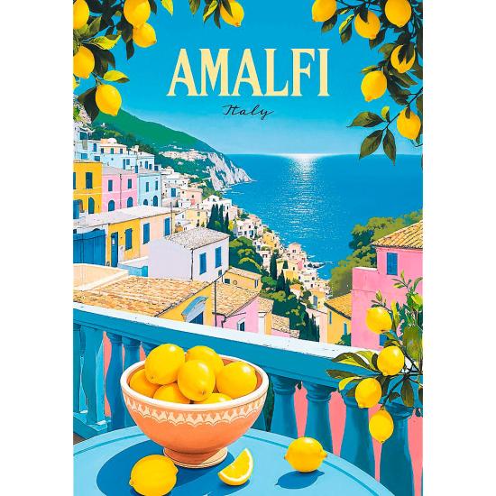 Puzzle Trefl Póster Vintage: Amalfi, Italia de 1000 Piezas