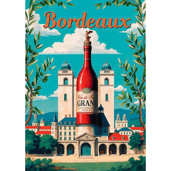 Puzzle Trefl Póster Vintage: Burdeos, Francia de 1000 Piezas