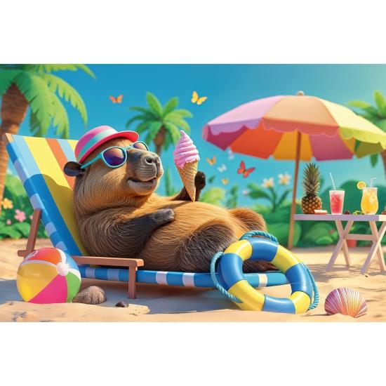 Puzzle Trefl Relajarse al Estilo Capibara XXL de 100 Piezas