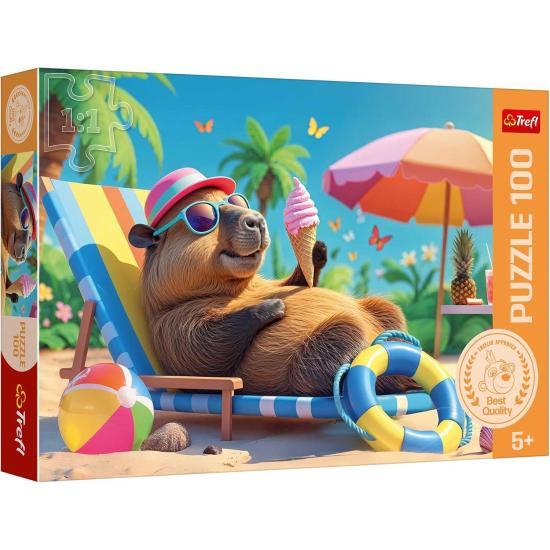 Puzzle Trefl Relajarse al Estilo Capibara XXL de 100 Piezas