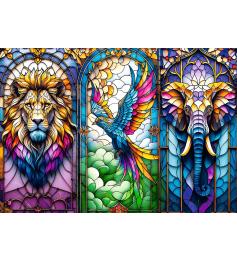 Puzzle Trefl Vidrieras, Animales Salvajes de 1000 Piezas